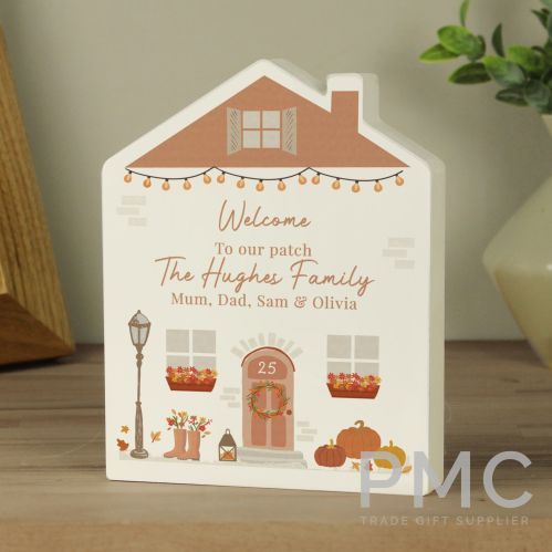 Personalised Autumnal Wooden House Ornament