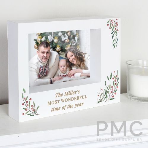 Personalised Christmas Foliage 5x7 Box Photo Frame